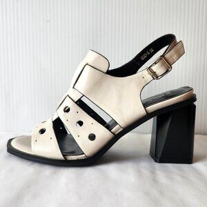 Kiss Kiss Women's Off-White Block High-Heeled Sandal Size 36